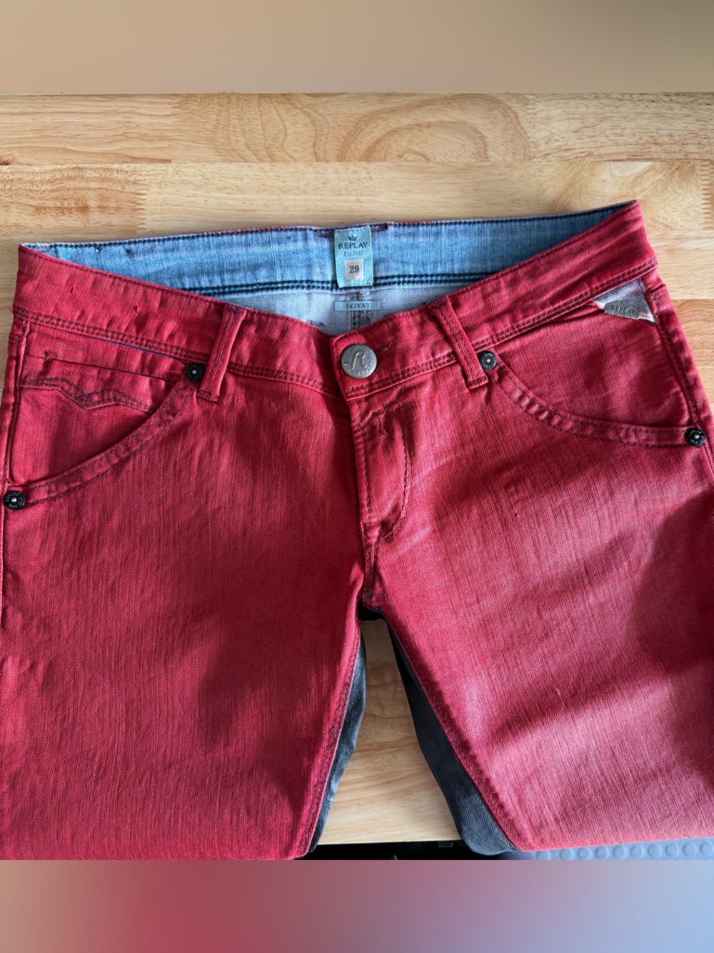 Replay Blue jeans Italy denim Red jeans